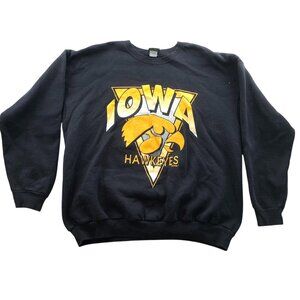 Vintage University of Iowa Hawkeye Men's Sweatshirt Size XXL Black Crew Neck TSI
